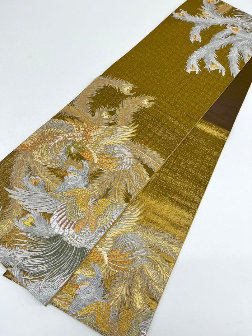 西陣織 吉織 袋帯 賓船文様 鳳凰 鳥 本金箔 正絹 六通 D018 - メルカリ