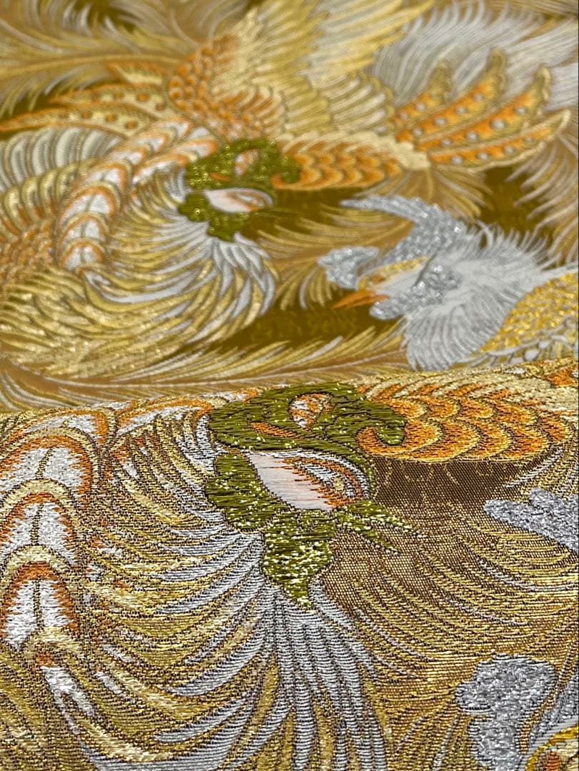 西陣織 吉織 袋帯 賓船文様 鳳凰 鳥 本金箔 正絹 六通 D018 - メルカリ