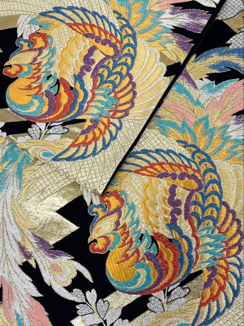 袋帯 鳳凰 鳥 桐 キラキラ 正絹 六通 D017 - メルカリ