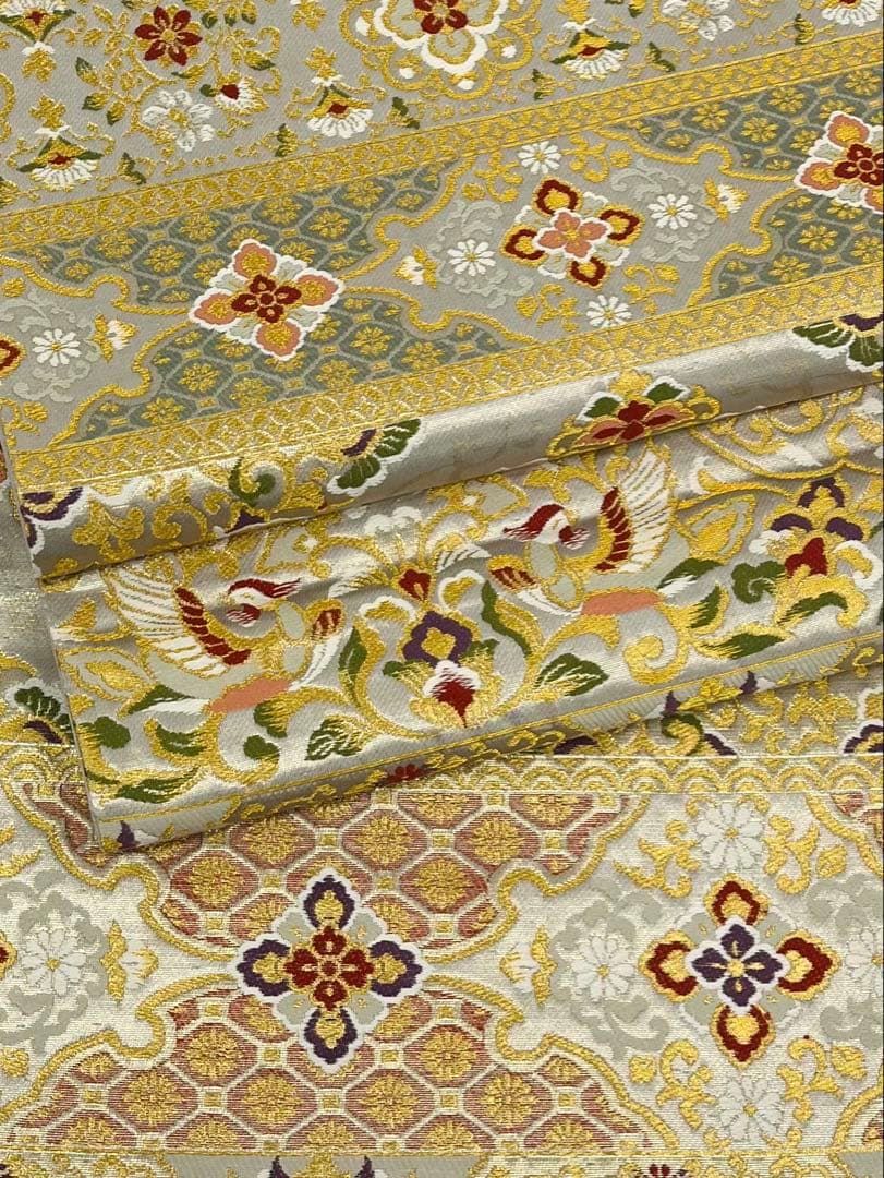 A5 吉祥文様 金糸 亀甲 鳳凰 菊 六通 正絹 礼装用 フォーマルな袋帯 63