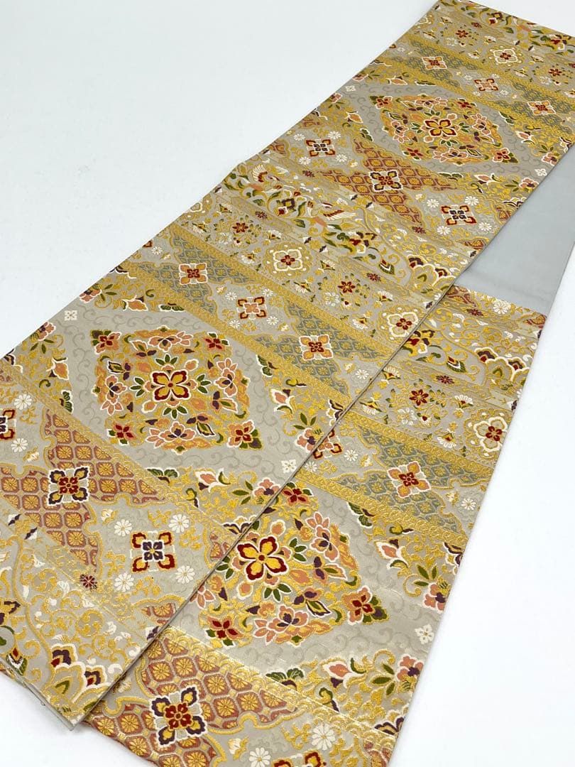 A5 吉祥文様 金糸 亀甲 鳳凰 菊 六通 正絹 礼装用 フォーマルな袋帯 63