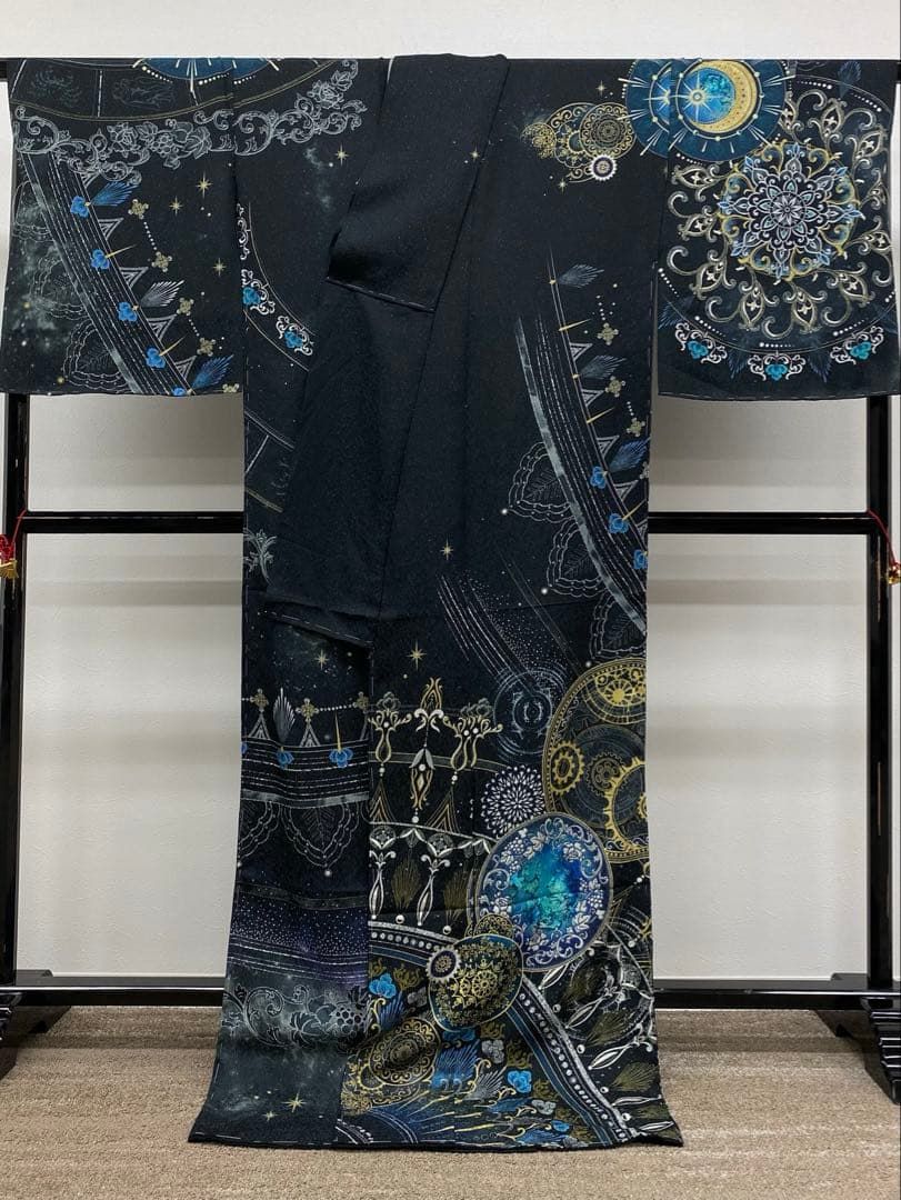 グロワール 銀通し 訪問着 仮絵羽 銀河 宇宙 幻想的 星座 月 八掛付き
