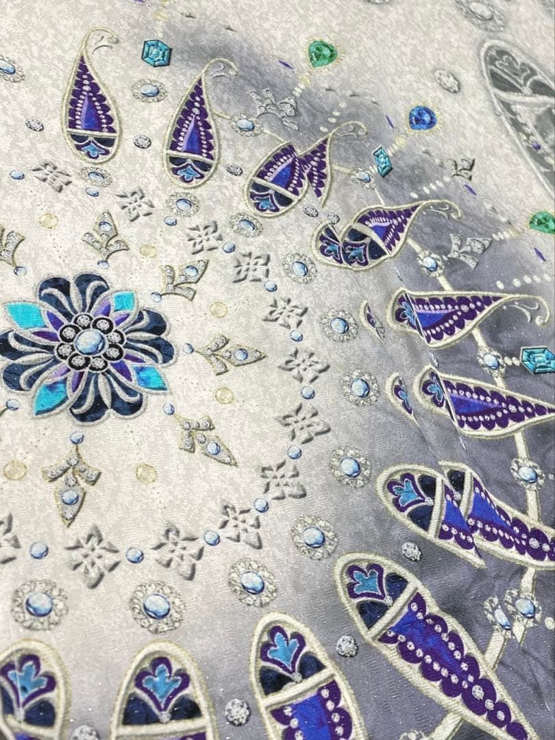 jewel 銀通し 訪問着 仮絵羽 未仕立て品 舞台衣装 大衆演劇 正絹 八掛