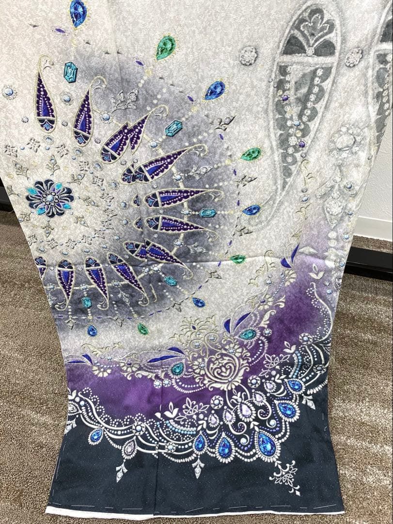 jewel 銀通し 訪問着 仮絵羽 未仕立て品 舞台衣装 大衆演劇 正絹 八掛