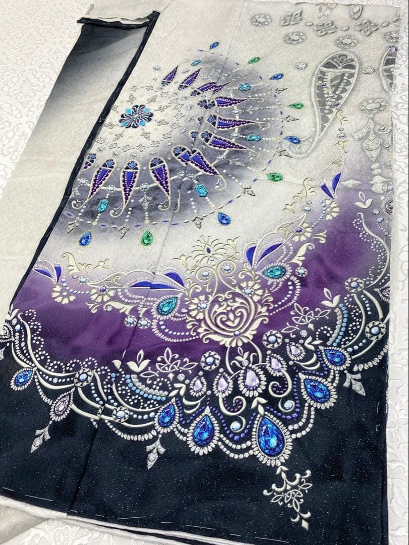 jewel 銀通し 訪問着 仮絵羽 未仕立て品 舞台衣装 大衆演劇 正絹 八掛