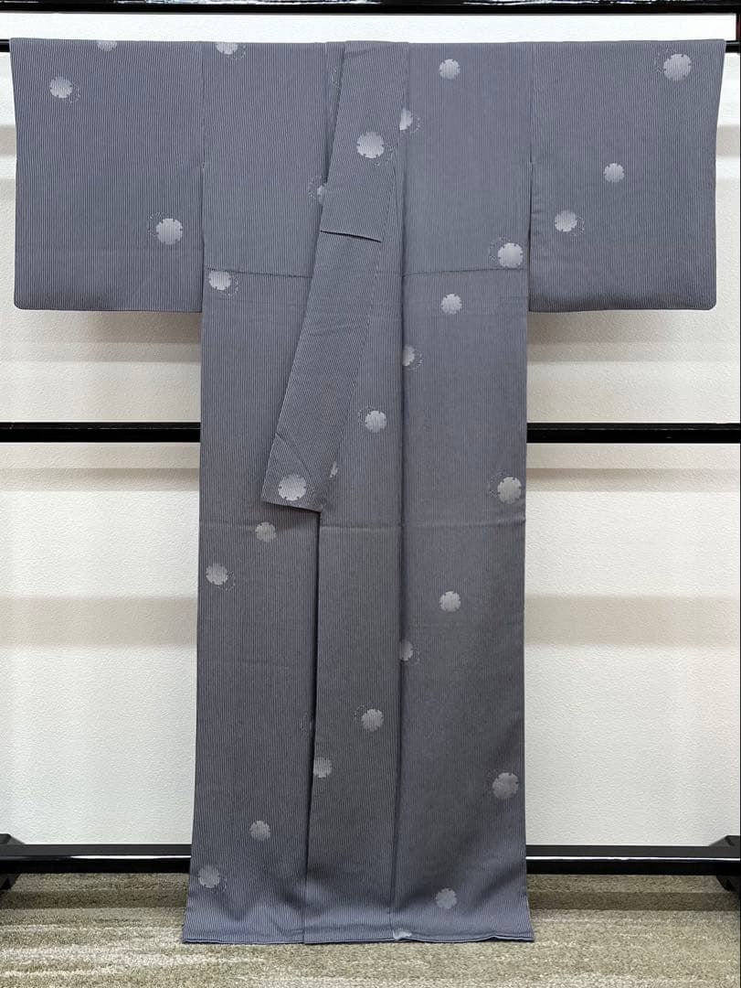 もりはなえ HANAE MORI 小紋 一つ紋 雪輪 縦縞 丹後ちりめん 正絹 