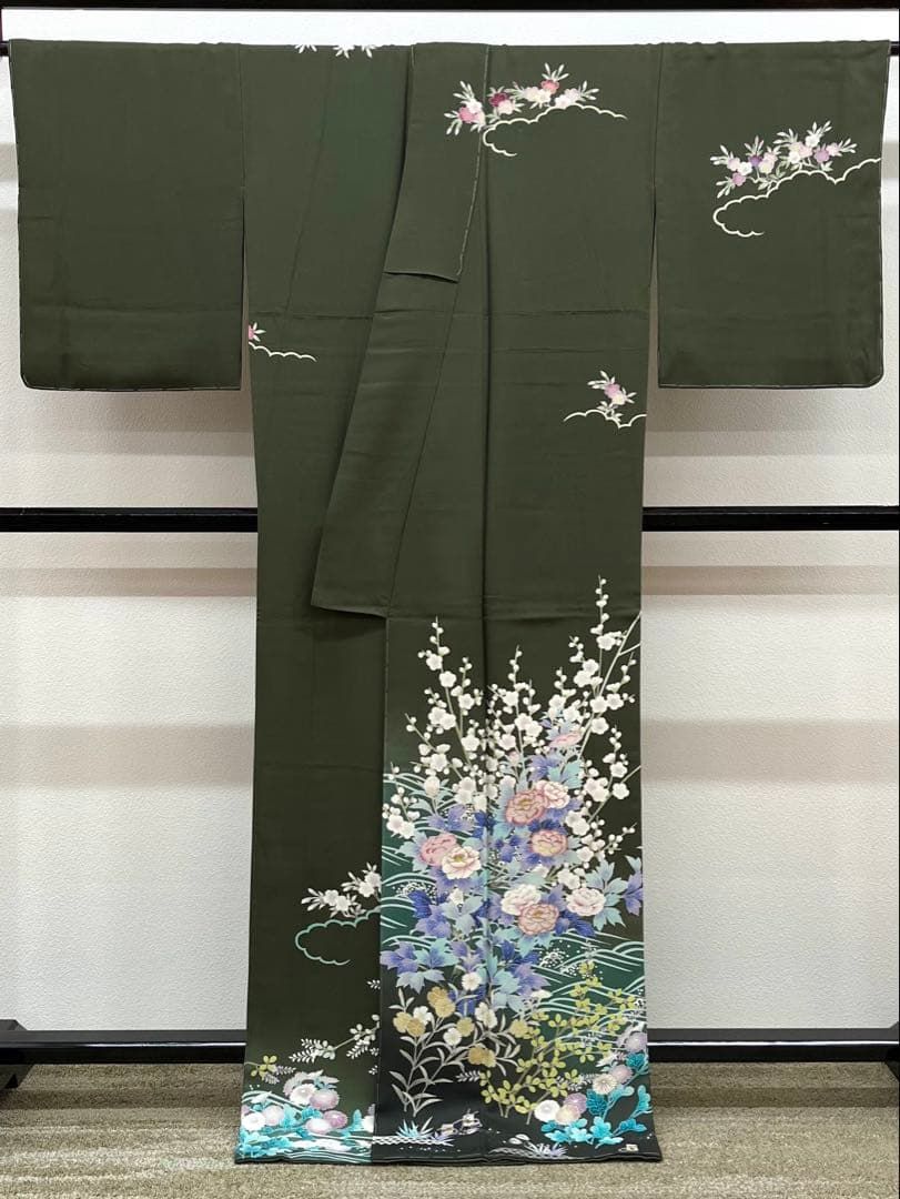 訪問着 友禅 金彩 四季の花々 貝合わせ 正絹 ガード加工済 躾糸付き