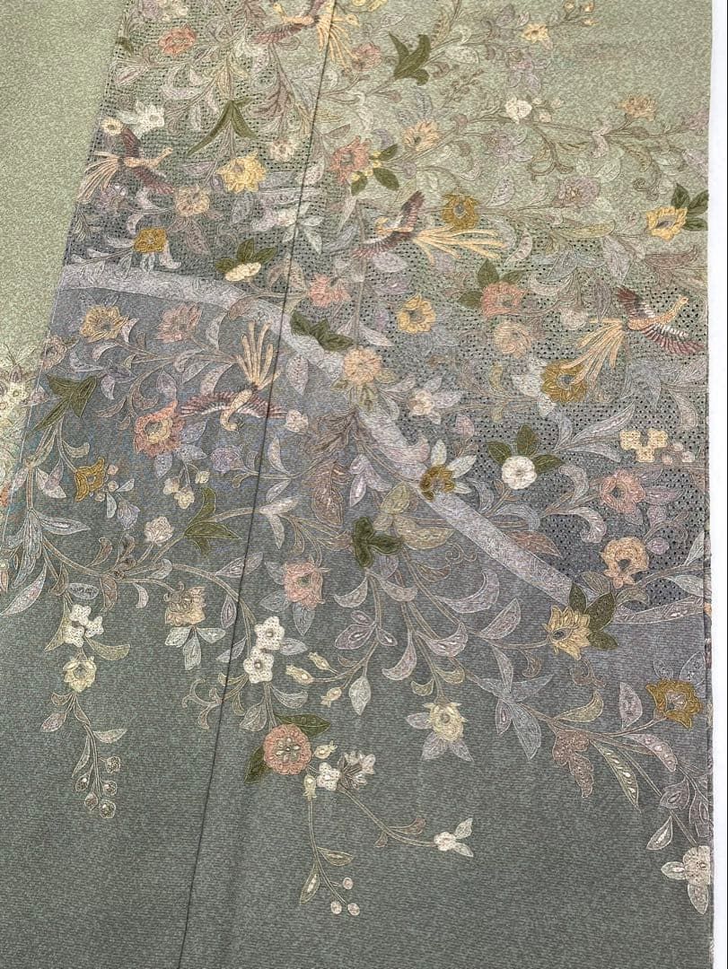 蘇州刺繍 汕頭刺繍 相良刺繍 訪問着 鳳凰 鳥 唐花 正絹 - メルカリ