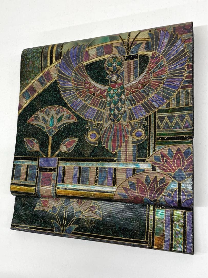 特選 螺鈿細工 佐野正喜 袋帯 ちぎり箔 鷲 鳥 正絹 六通 D003 - メルカリ