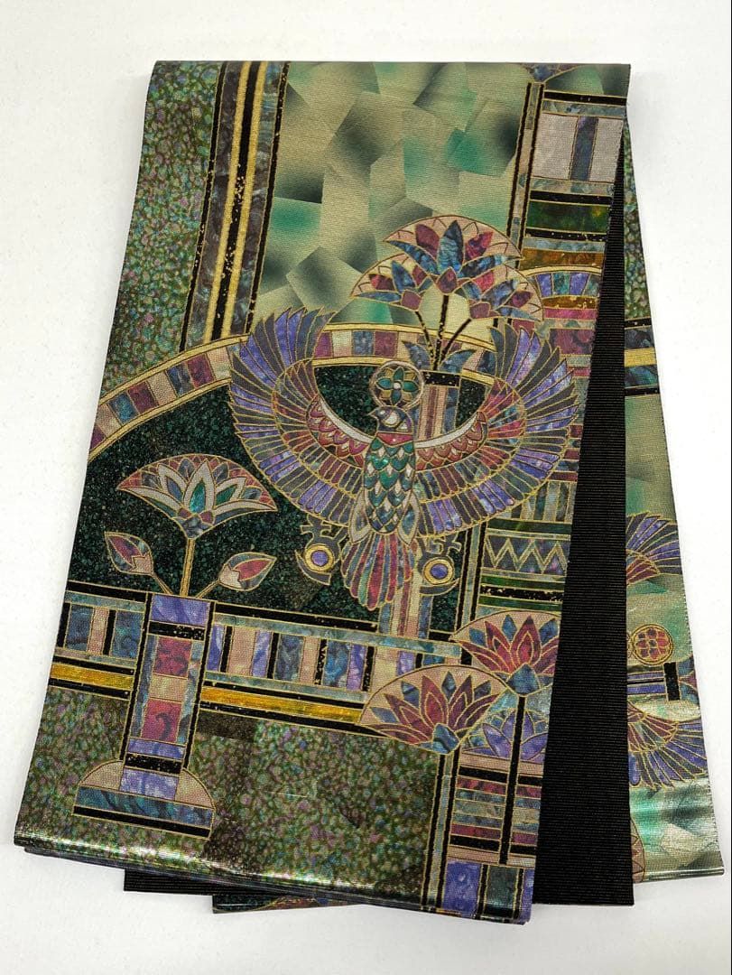 特選 螺鈿細工 佐野正喜 袋帯 ちぎり箔 鷲 鳥 正絹 六通 D003 - メルカリ