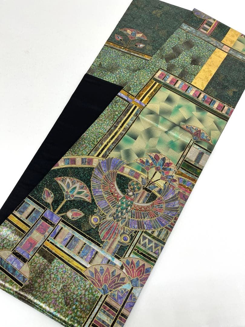 A 17美品　袋帯　六通柄　螺鈿　引箔 特選 螺鈿細工 佐野正喜 袋帯 ちぎり箔 鷲 鳥 正絹 六通 D003 - メルカリ