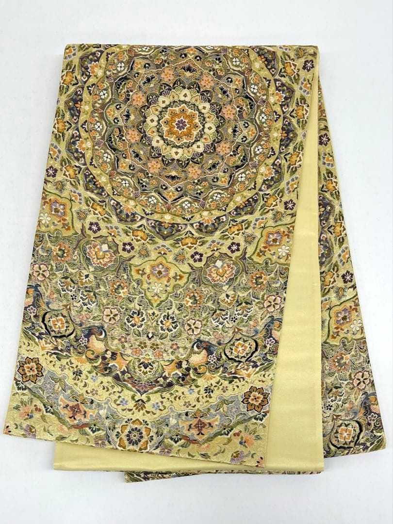 壱阡八百口織 唐草宝飾彩華文 細密織 大華紋 袋帯 正絹 六通 D001