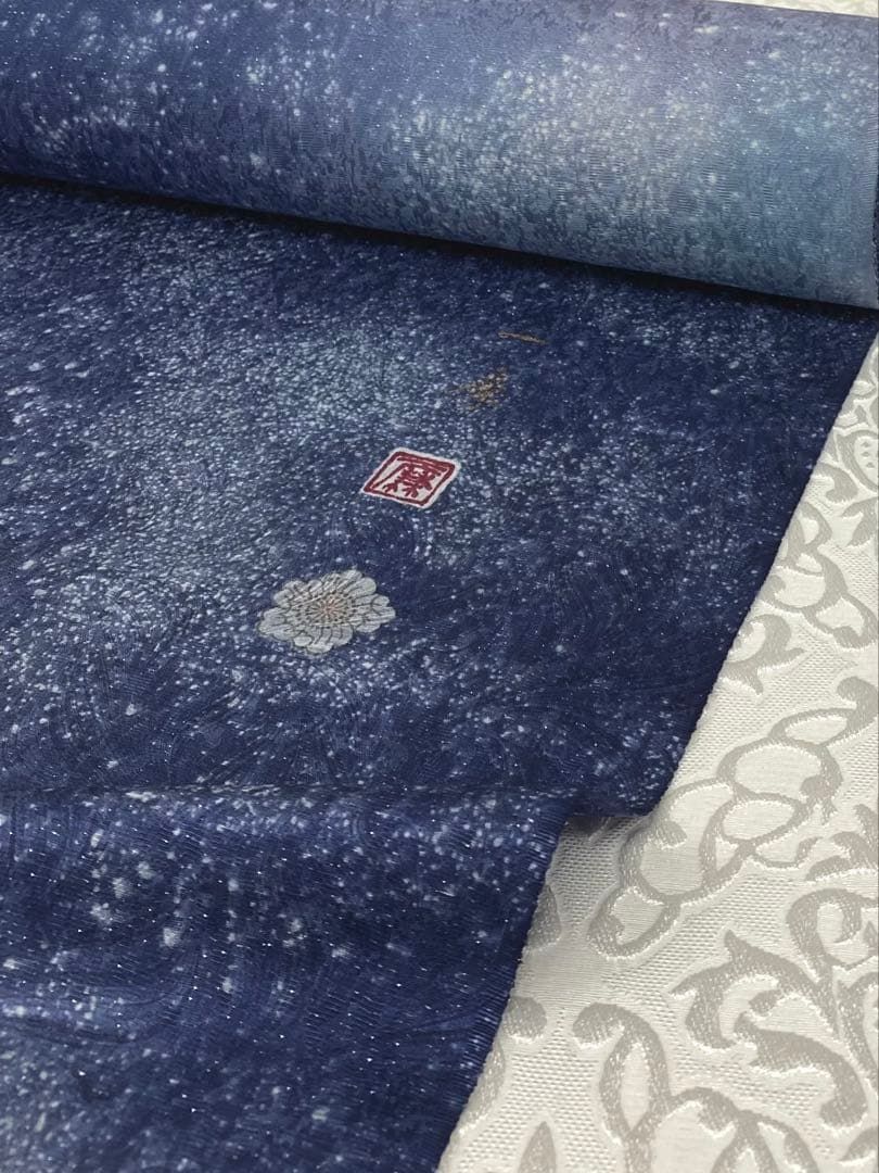 特選 吉野一廉×本墨流し染 小紋 銀通し 反物 正絹 落款入 No.11 - メルカリ