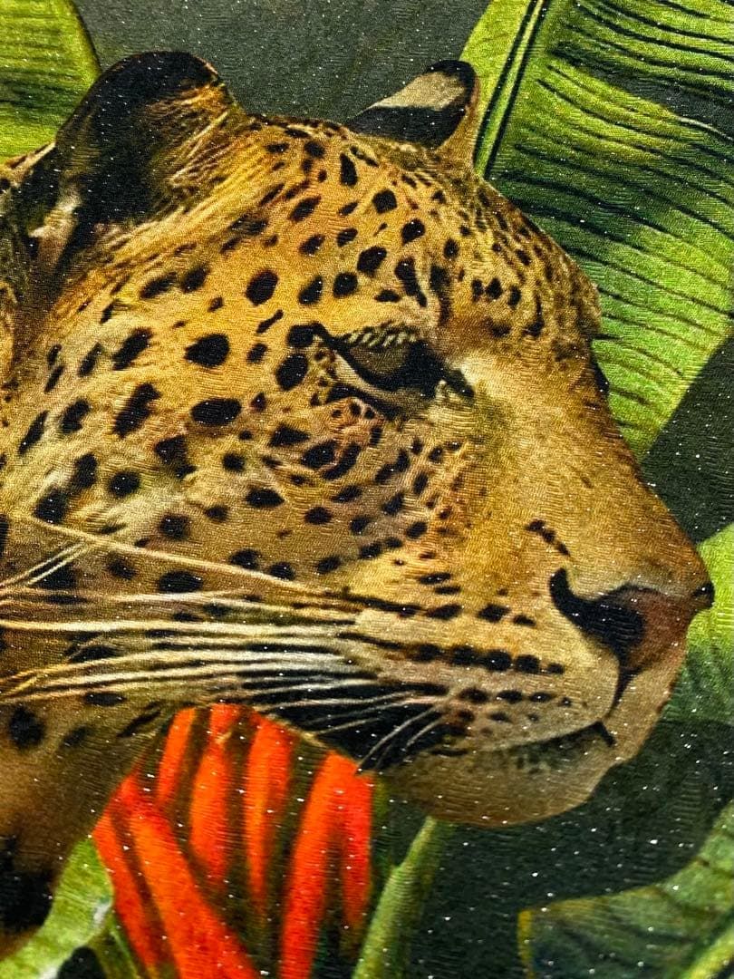 ジャングル 豹 オウム 動物 訪問着 仮絵羽 未仕立て品 銀通し 正絹 八