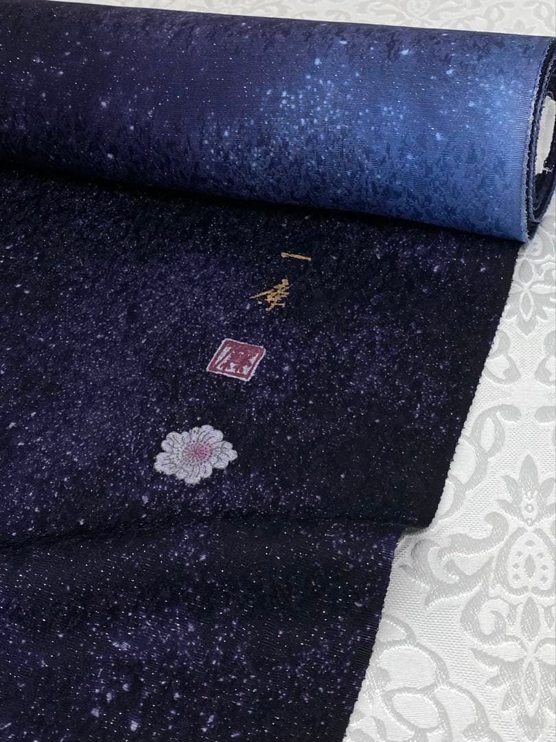 吉野一廉 銀通し 小紋 反物 正絹 着尺 落款入 作家物 No.70 - メルカリ