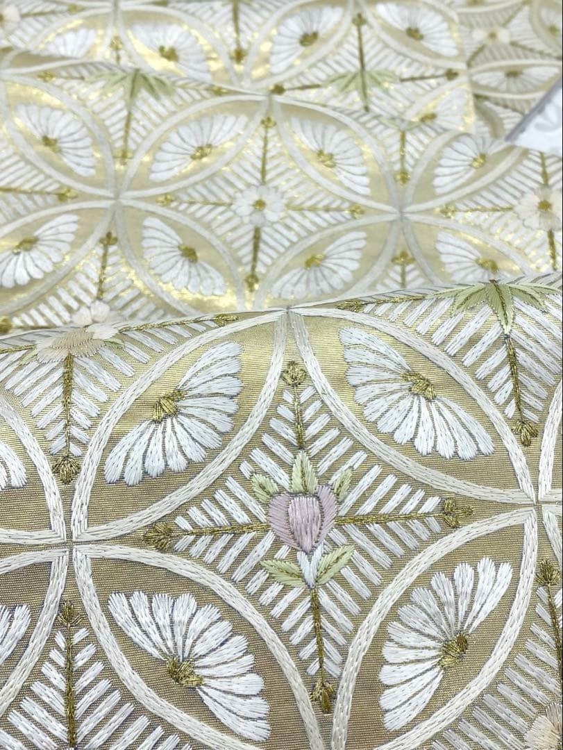袋帯　使用２回　蘇州刺繍　金通し 袋帯 使用2回 蘇州刺繍 金通し