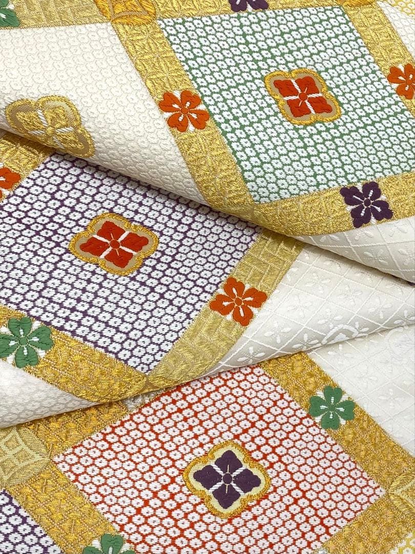 やっきー　袋帯【藤原織物】西陣織 唐織 正絹 六通柄 花鳥蝶文 金色 70726f647563742f32303232313033