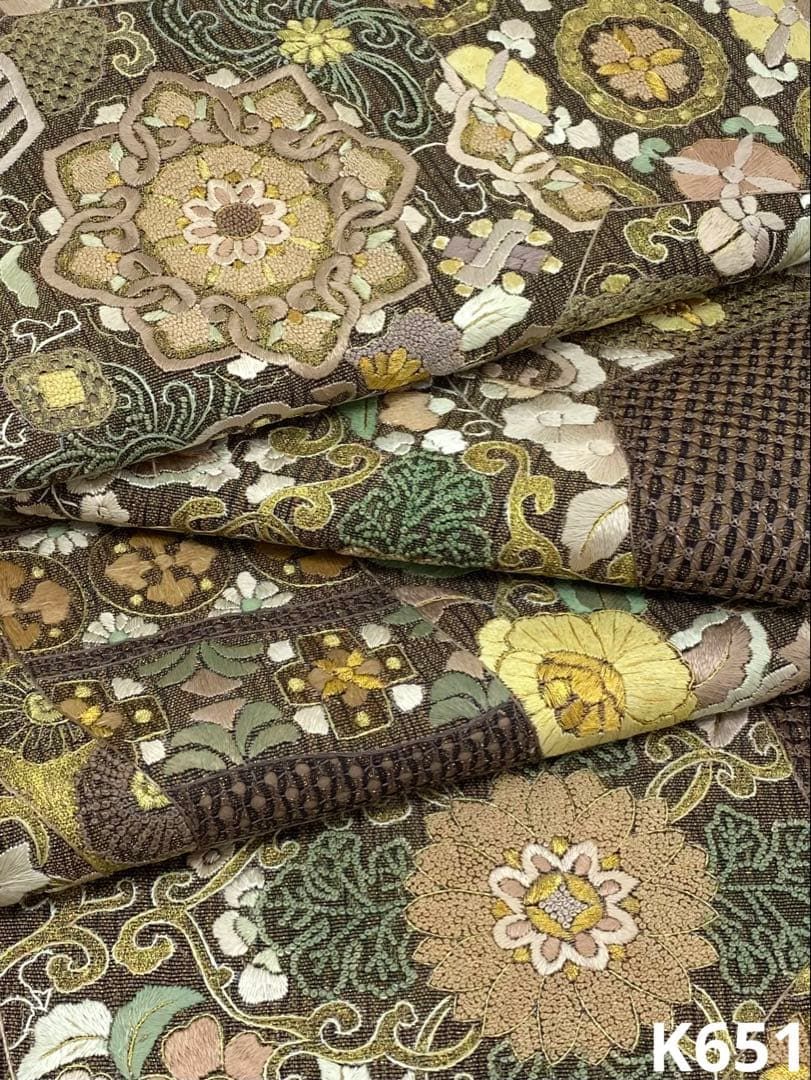 特選 蘇州刺繍 相良刺繍 汕頭刺繍 全通 袋帯 金通し カラー芯 金糸