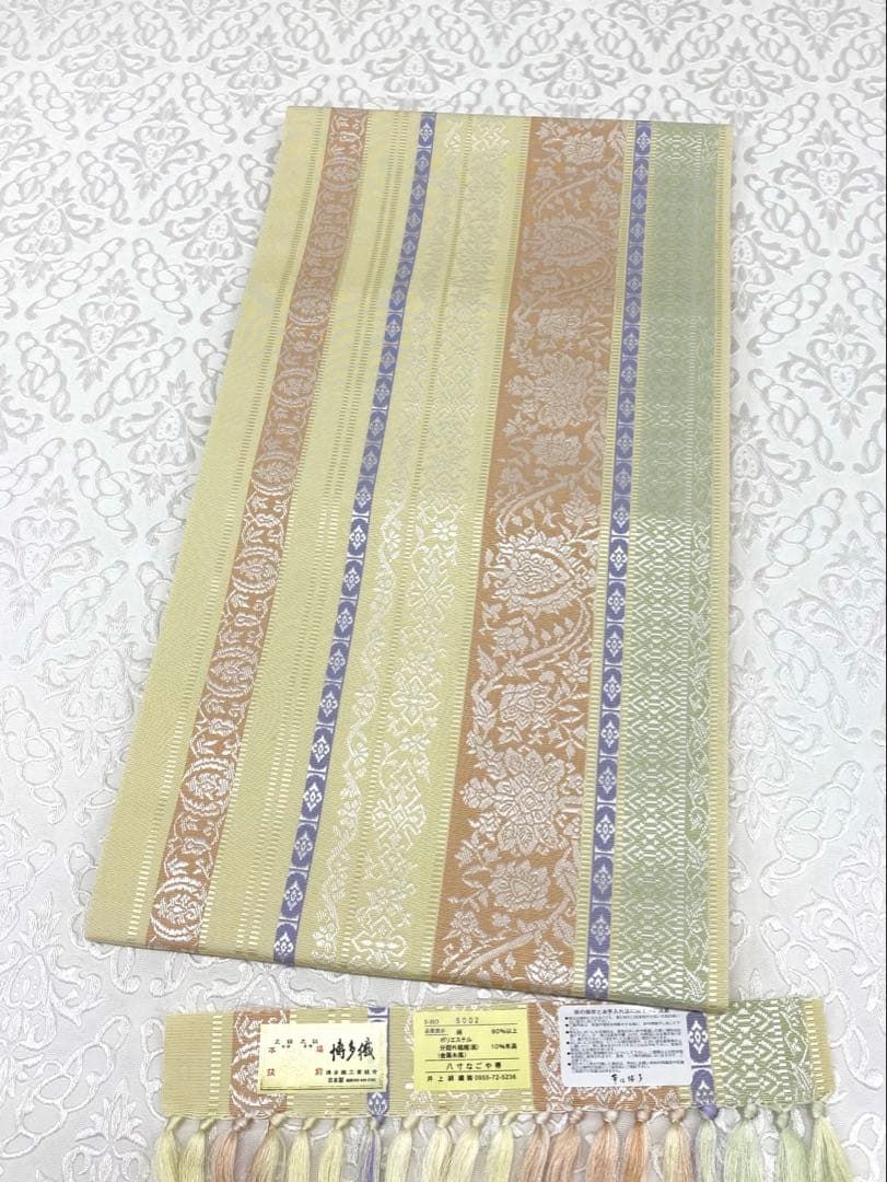 本場筑前博多織 井上絹織 全通 八寸名古屋帯 松葉仕立て 正絹 H767