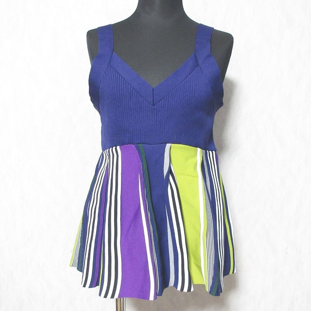 美品 23SS UN3D. アンスリード マルチストライプニットビスチェ