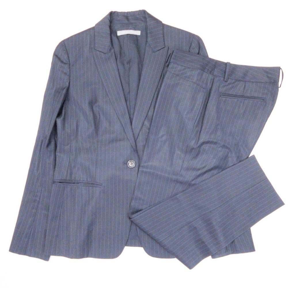 Theory luxe セオリーリュクス ピンストライプ パンツスーツ セットアップ テーラードジャケット スラックス 40 紺 レディース 古着