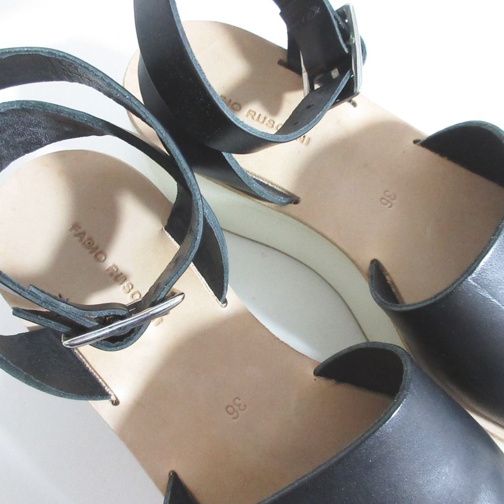 良品 FABIO RUSCONI ファビオルスコーニ レザー プラットフォーム 厚底