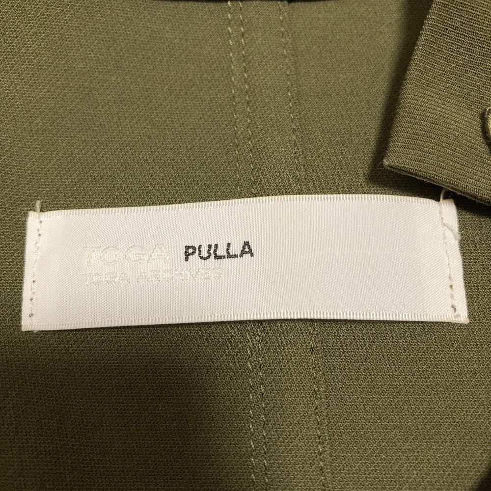  TOGA PULLA トーガプルラ ボタンデザイン 七分袖 ツイルブラウス プルオーバー シャツ サイズ38 カーキ レディース 古着 五分袖 七分袖 シャツ ブラウス