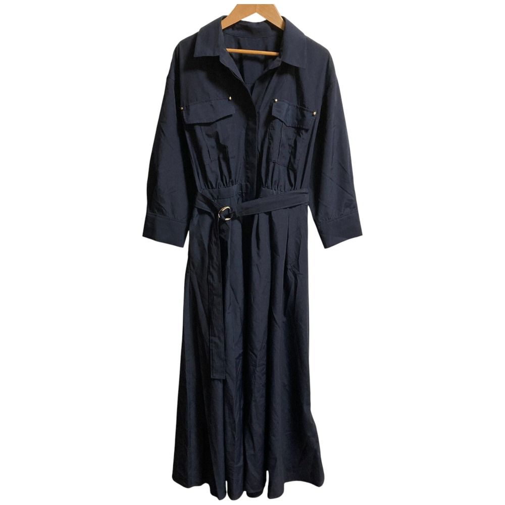 25SS JUSGLITTY ジャスグリッティー 有楽町マルイ ワークシャツワンピース 45164680 サイズ2 ネイビー レディース 古着