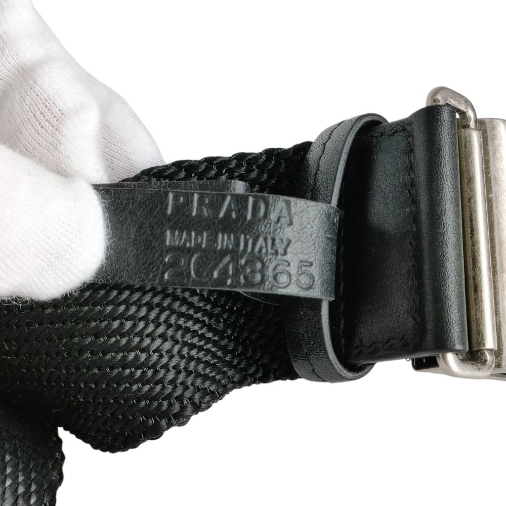 良品 PRADA プラダ ナイロン ロゴバックル ガチャベルト ブラック