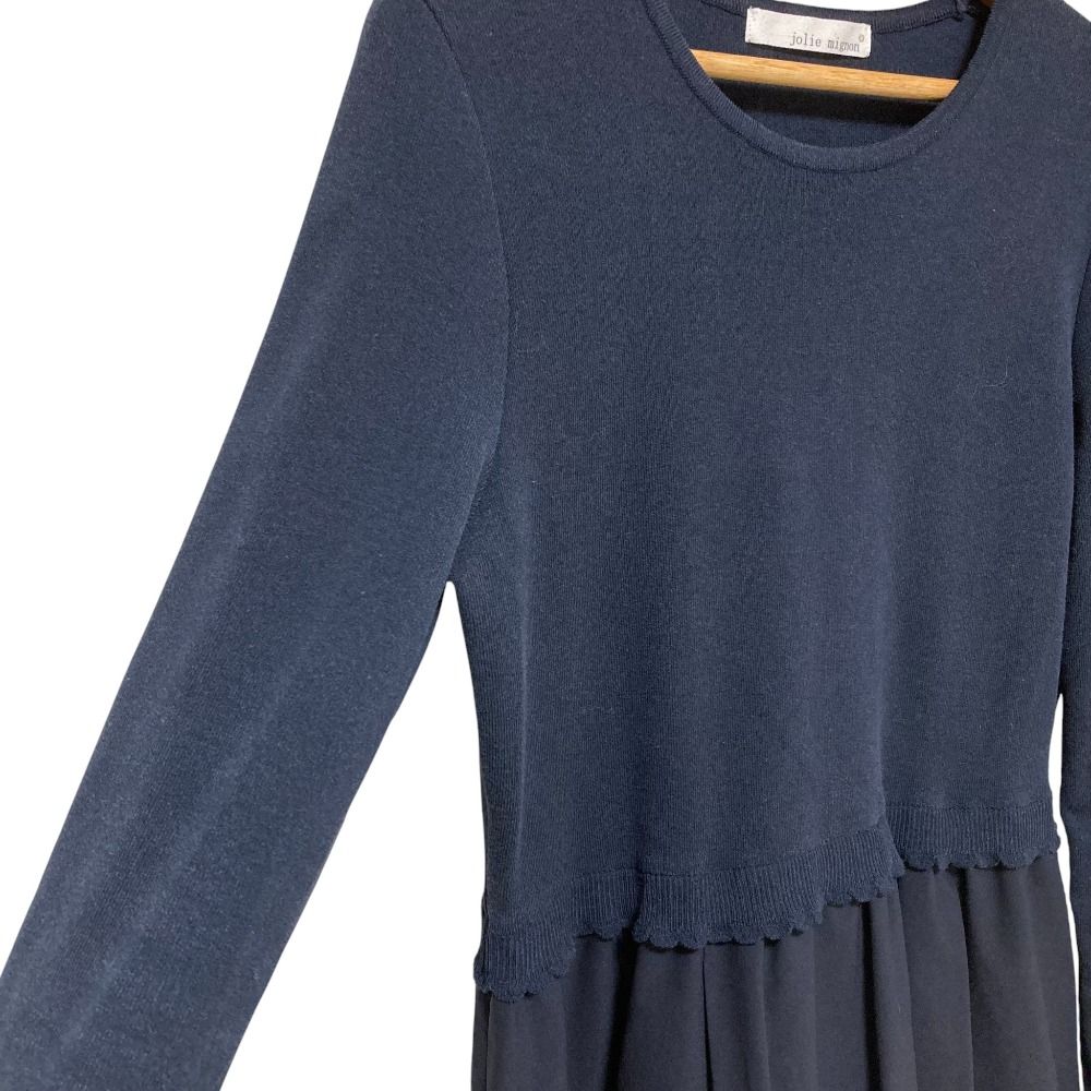 美品 jolie mignon ジョリーミニョン パール釦 長袖 ひざ丈 ドッキング