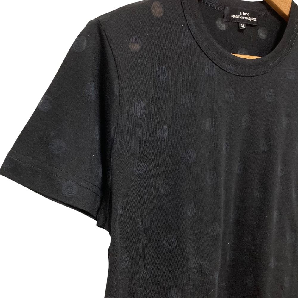 美品 tricot Comme des Garcons トリココムデギャルソン シアードット クルーネック 半袖 Tシャツ カットソー TP-T003 M ブラック レディース 古着 中古 USED tricot COMME des GARCONS - 美品 tricot Comme des Garcons トリコ