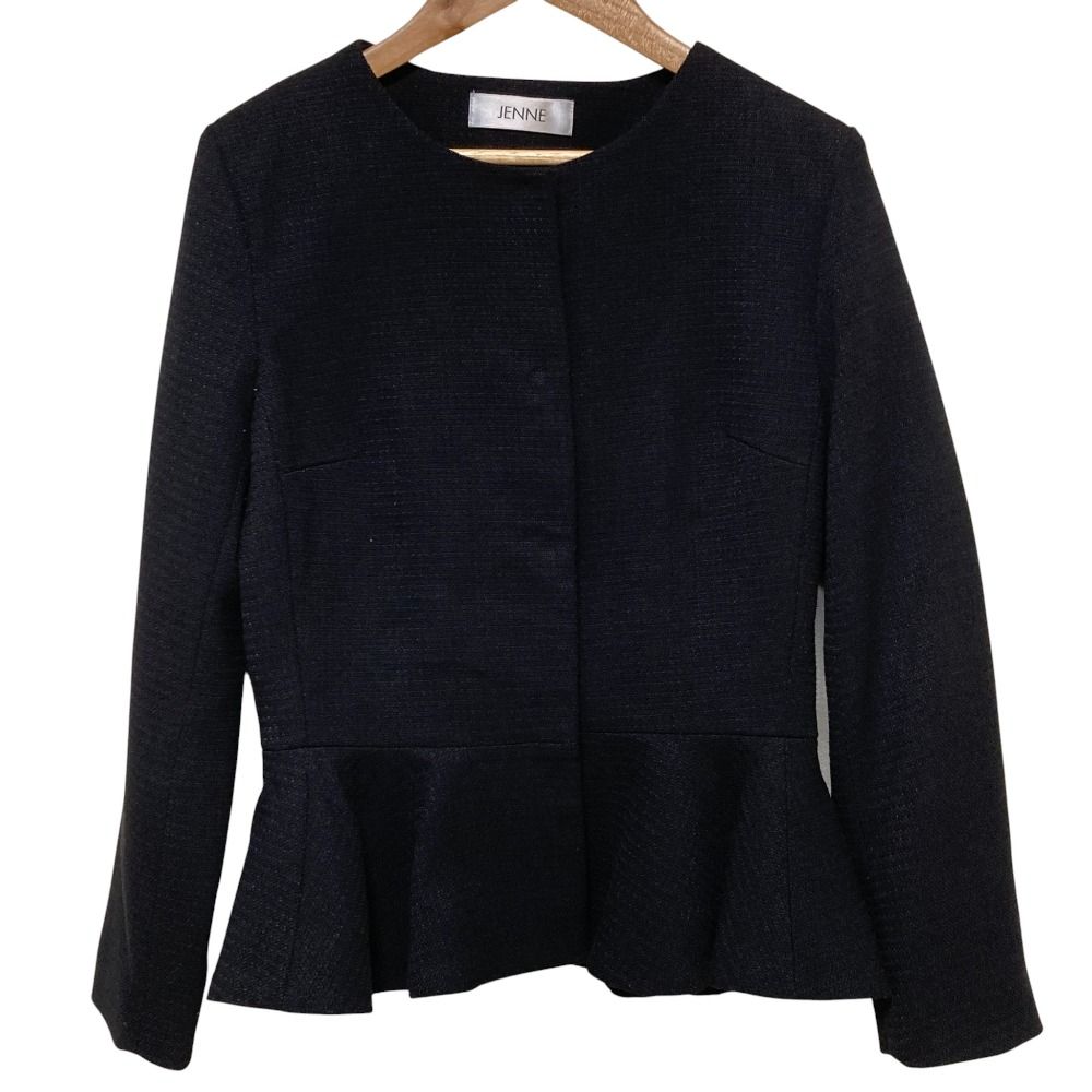 JENNNE ジェンヌ ペプラム大人ジャケット S ブラック レディース 古着