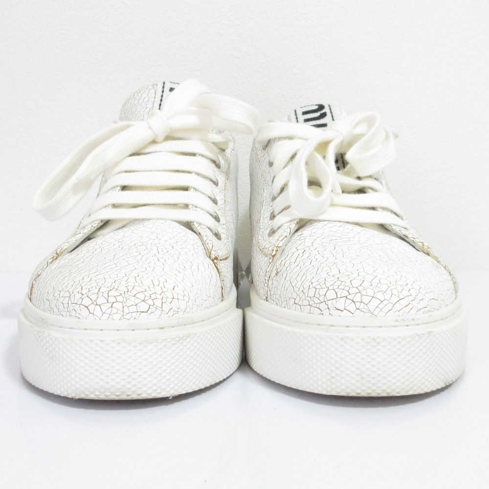 良品 miu miu ミュウミュウ クリスタル クラック加工 レザー  