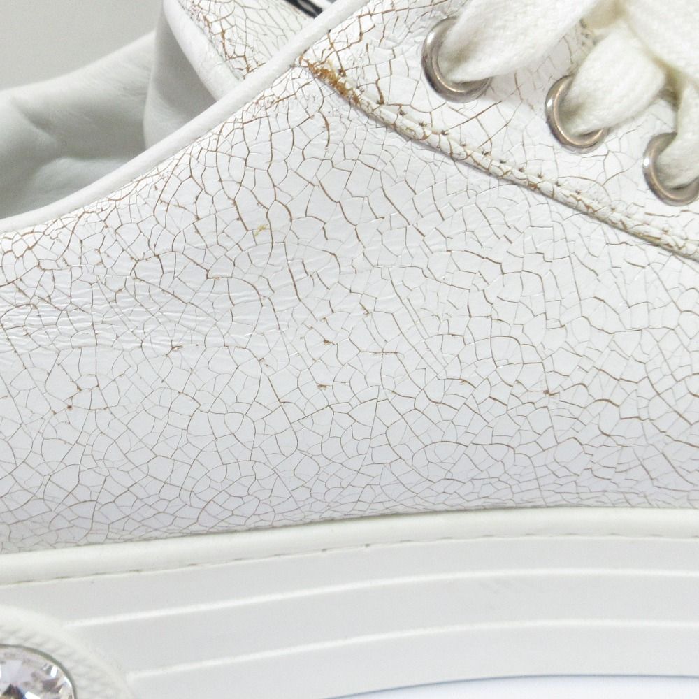 良品 miu miu ミュウミュウ クリスタル クラック加工 レザー  