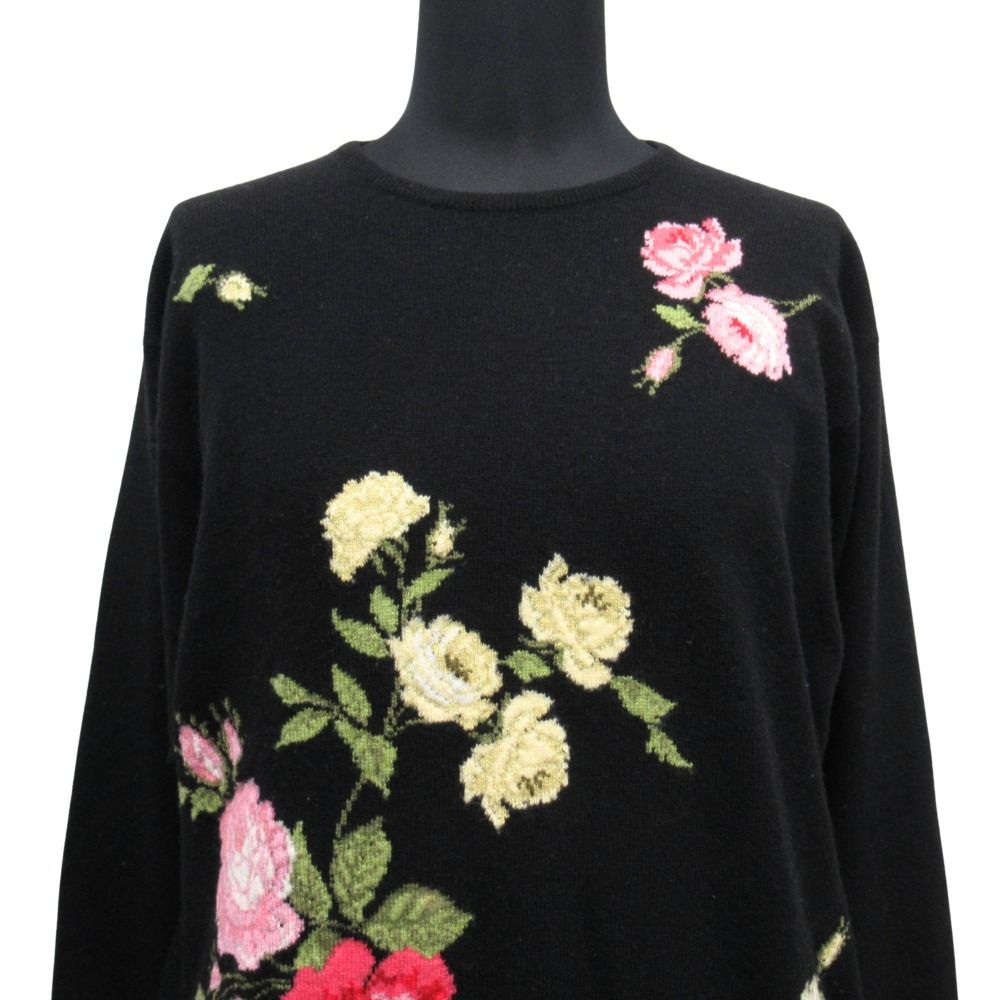 【美品】スコットランド製 Ballantyne 花柄 カシミヤ　ニット　バラ刺繍 美品】スコットランド製 Ballantyne 花柄 カシミヤ ニット バラ刺繍