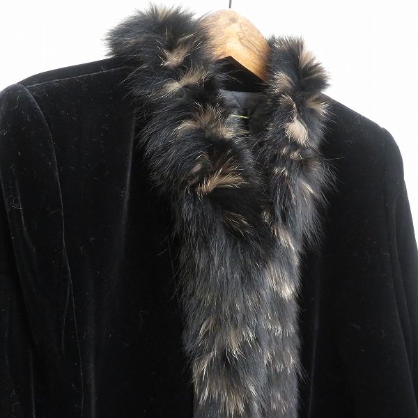 w レリアン Leilian フォックスファー付き ジャケット 13+ 黒 茶