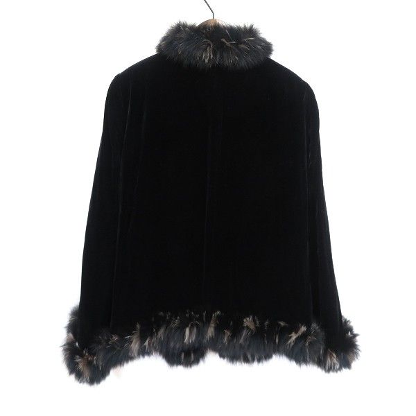 w レリアン Leilian フォックスファー付き ジャケット 13+ 黒 茶