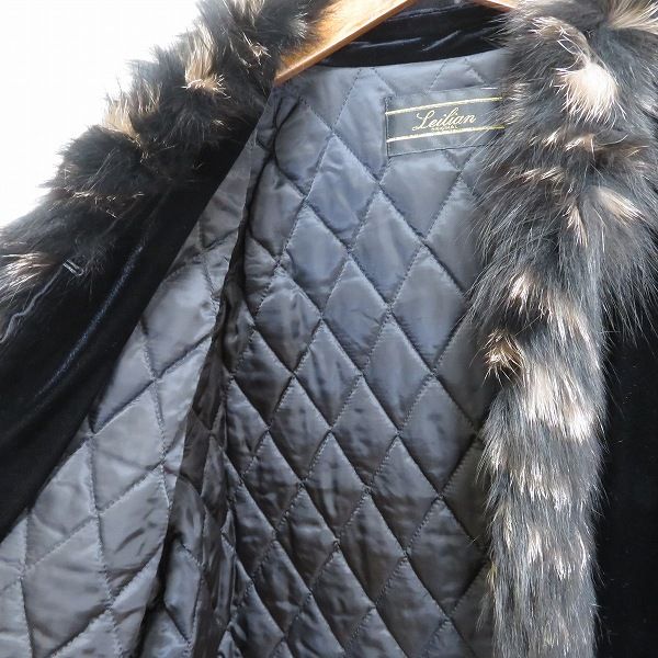 w レリアン Leilian フォックスファー付き ジャケット 13+ 黒 茶