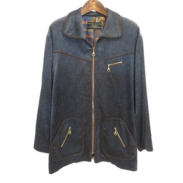 wx レリアン Leilian ジャケット 13+ ブルゾン 茶系 青緑系 13号