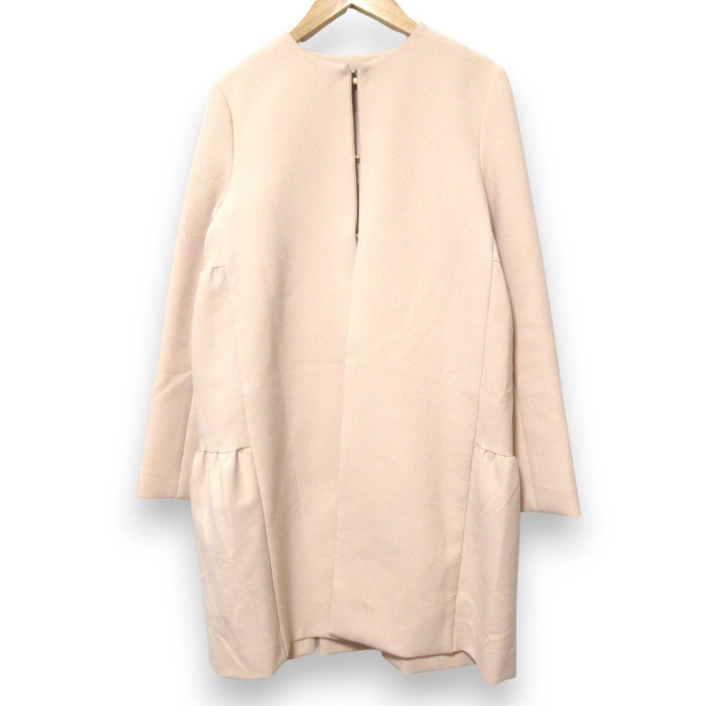 【美品】ヨーコチャン　ノーカラーコート　スプリング　Aライン　春 YOKO CHAN ヨーコチャン YCC-622-184 Nudeヌード タックボリューム