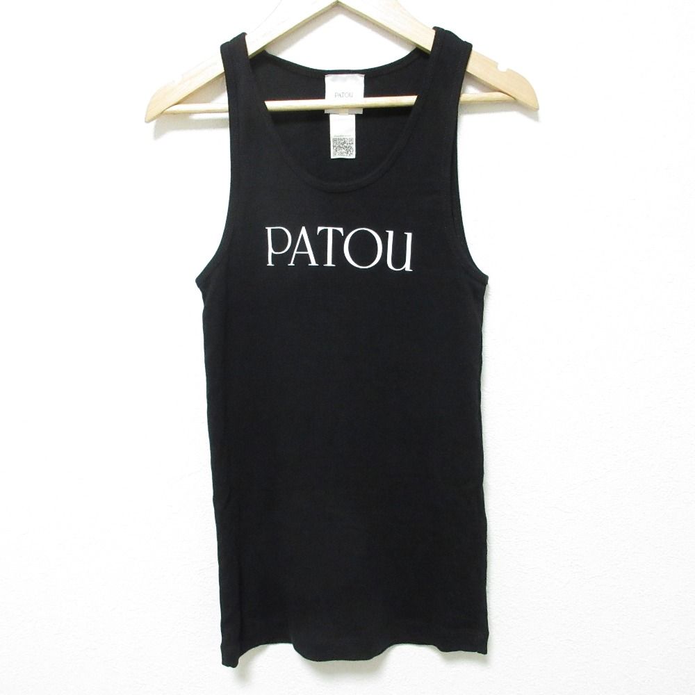 PATOU パトゥ ロゴプリント タンクトップ サイズS ブラック レディース 古着