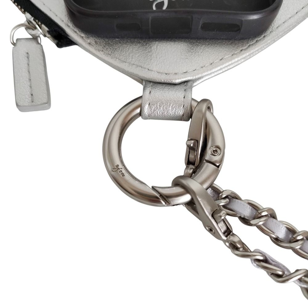 ajew シルバー iPhone16ケース ショルダーストラップ付き 美品 ajew