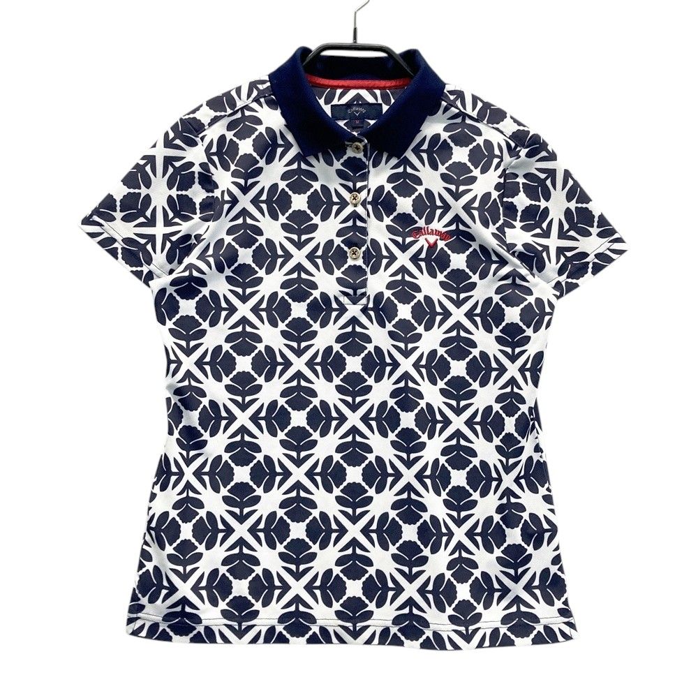 サイズ：M CALLAWAY キャロウェイ 半袖ポロシャツ 総柄 ホワイト系