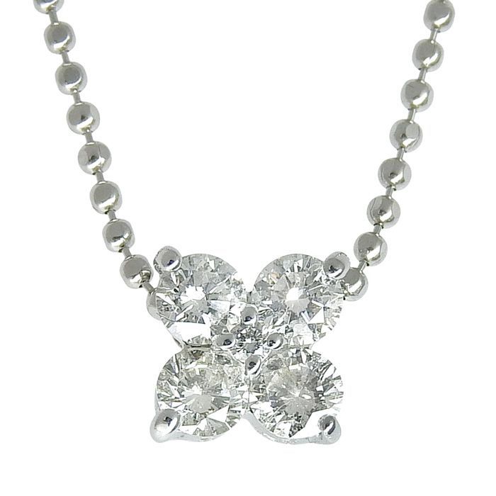 k18WG フラワーネックレス　アジャスター付き k18WG フラワーネックレス アジャスター付き K18WG ホワイトゴールド