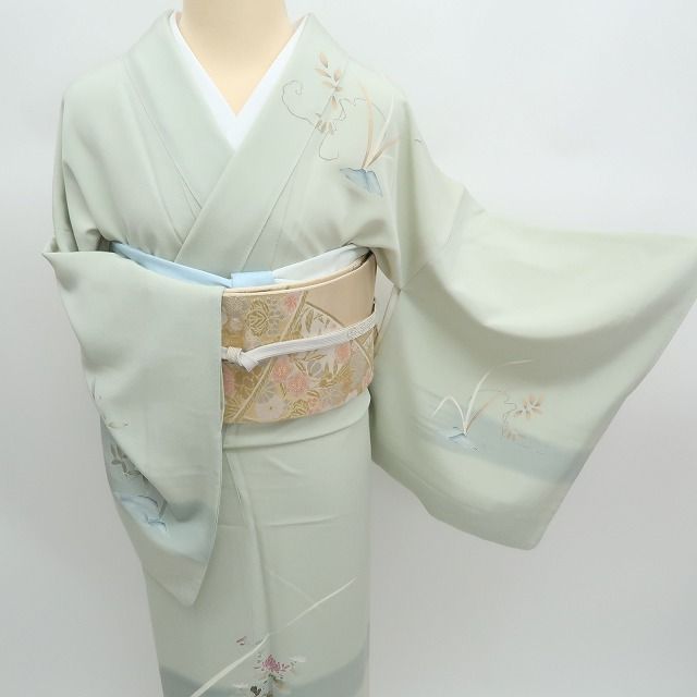 ✾まめ藤✾m2319 正絹 作家物落款 染一つ紋 手縫い仕立て 訪問着