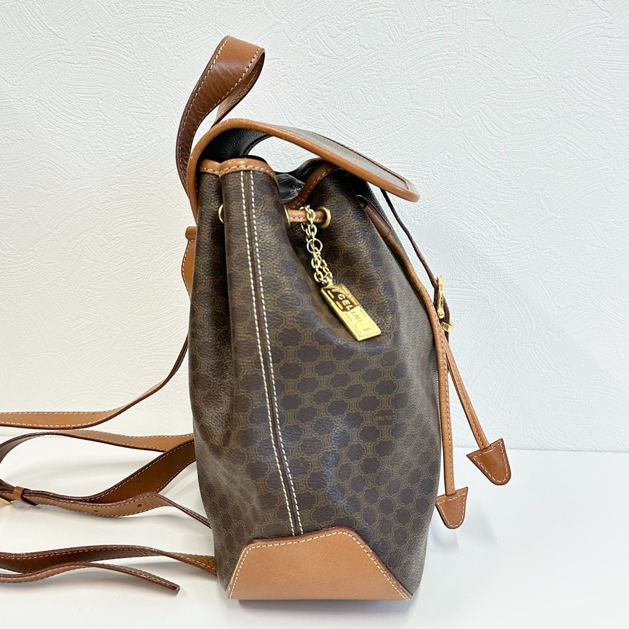  CELINE セリーヌ マカダム トリオンフ レザー リュックサック バックパック ヴィンテージ チャーム付き D リュック バックパック バッグ