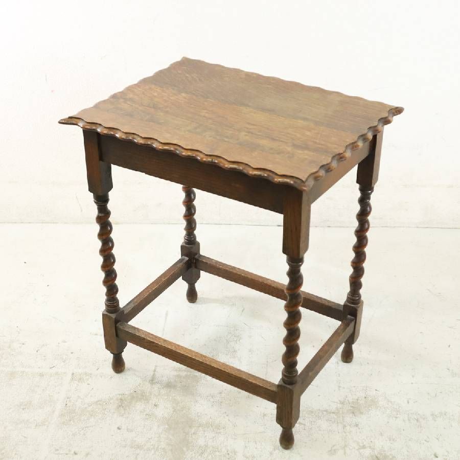 英国アンティーク オーク無垢 ツイストレッグ オケージョナルテーブル