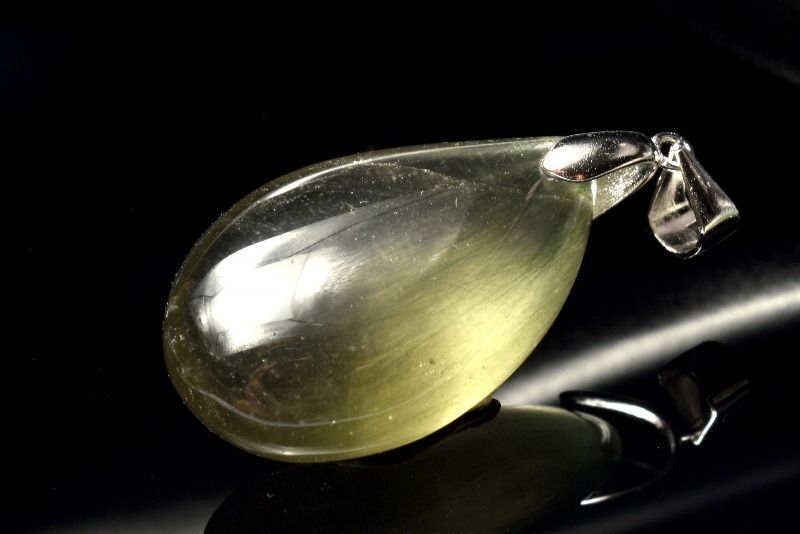 1点物】シルバー925◇ アクチノライトインクォーツ 27x17mm ドロップ