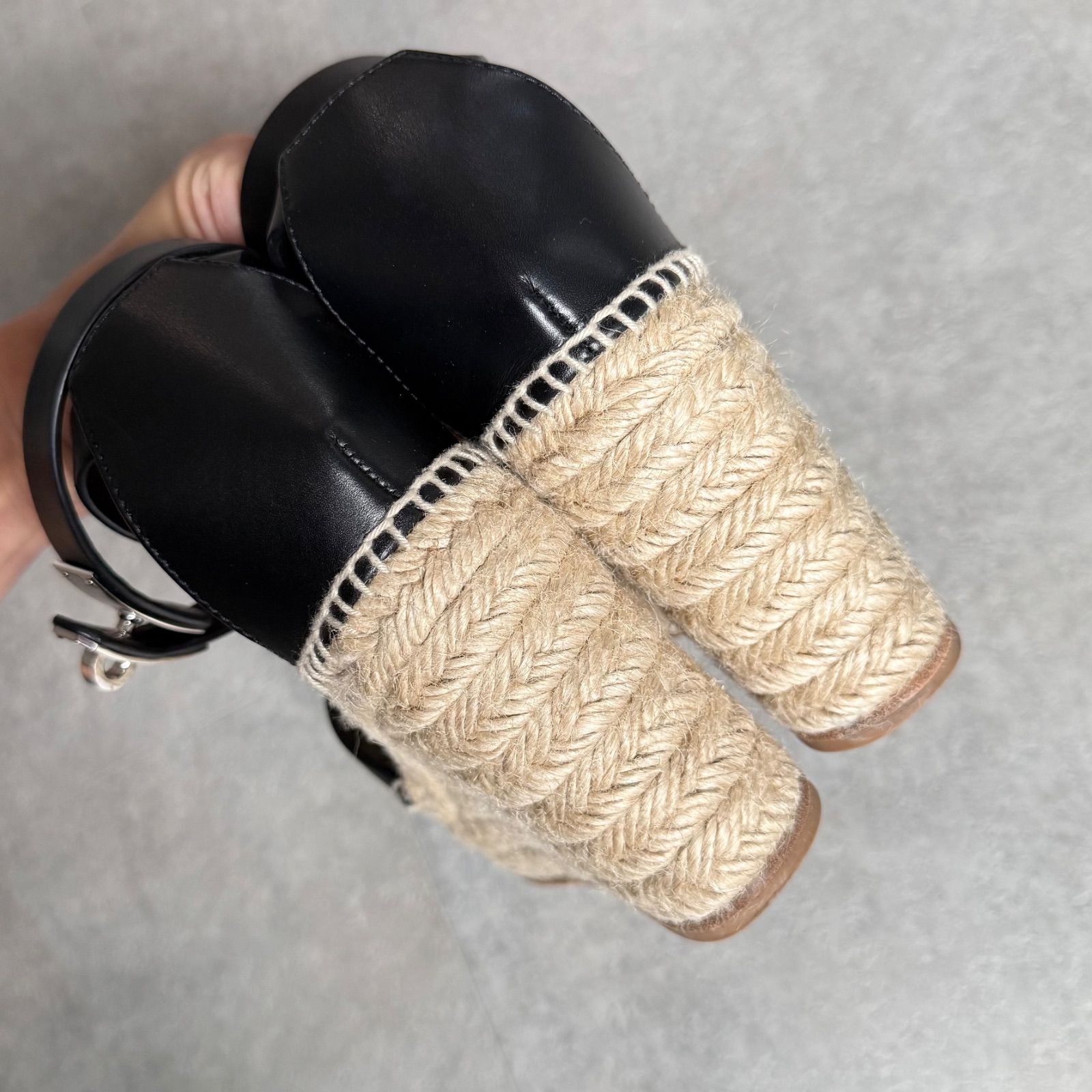 極美品 HERMES ティボリ ウェッジソール エスパドリーユ サンダル 35