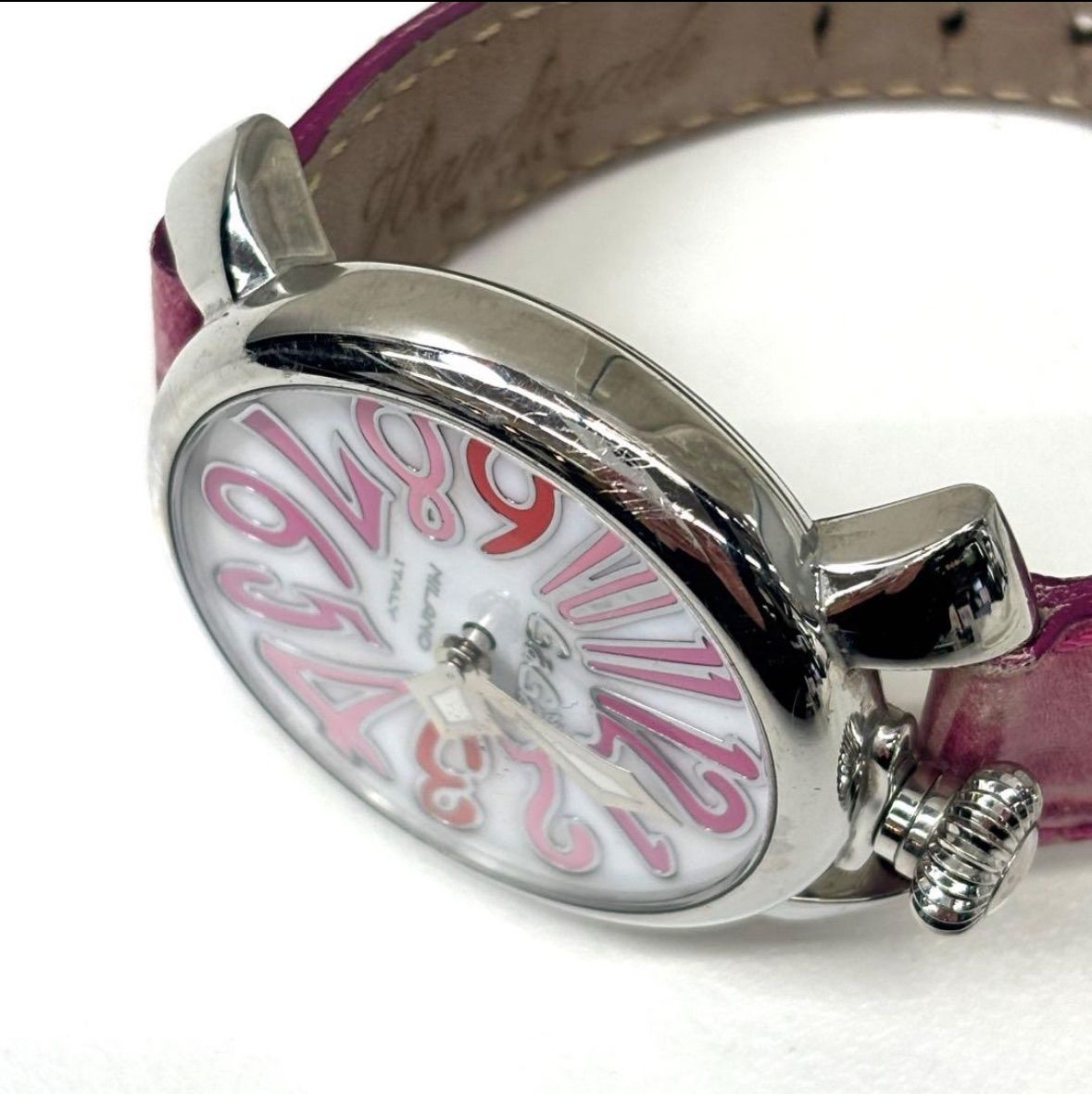 ガガミラノ マヌアーレ 40mm 腕時計 ピンク レディース クロコ型押し